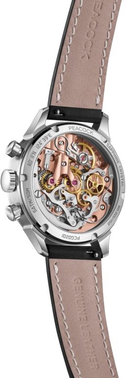 Peacock,Perfection Classic 38.50mm,38.50mm,Stainless Steel,Silver,Handwound,Chronograph,38hours,PCG0201,PCG0201.01