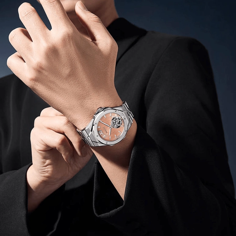 Peacock,Explore 40mm,40mm,Stainless Steel,Salmon,Handwound,Tourbillon,48hours,PCG0301,PCG0301.03