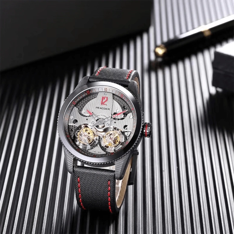 Peacock,Other 45mm,45mm,Carbon,Skeleton,Handwound,Tourbillon,Sapphire,Crystal Glass,P531,P531-4-04