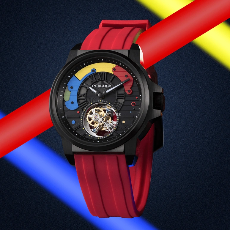 Peacock,Other 45mm,45mm,Stainless Steel,Black,Handwound,Tourbillon,Sapphire,Crystal Glass,P506,P506-2-01