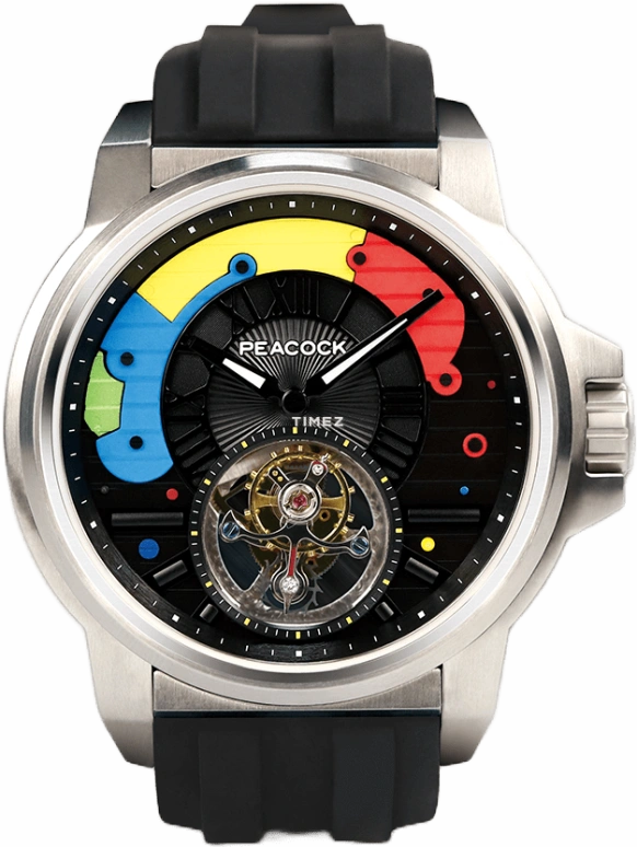 Peacock,Other 45mm,45mm,Stainless Steel,Black,Handwound,Tourbillon,Sapphire,Crystal Glass,P506,P506-1-03