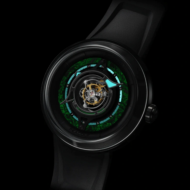 Peacock,Black Hole 46mm,46mm,Stainless Steel,Green,Black,Handwound,Tourbillon,120hours,PBG0101,PBG0101.03