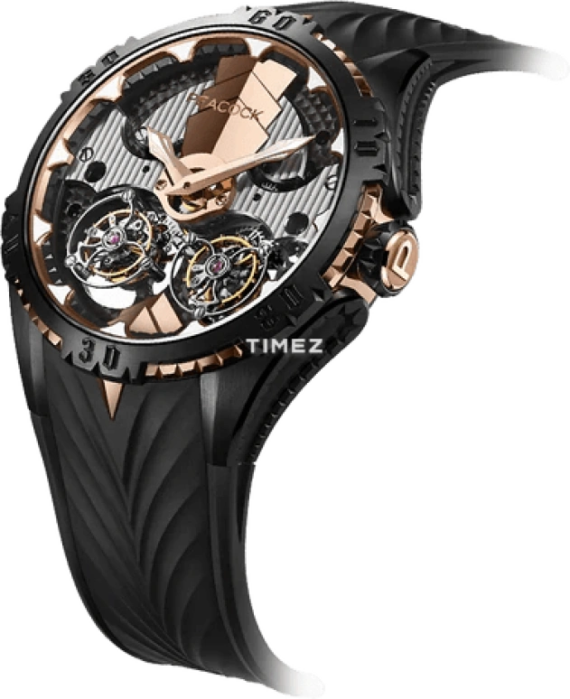 Peacock,Extraordinary 45.50mm,45.50mm,Stainless Steel,Rose Gold,Rose Gold,Grey,Handwound,Tourbillon,45hours,PAG0101