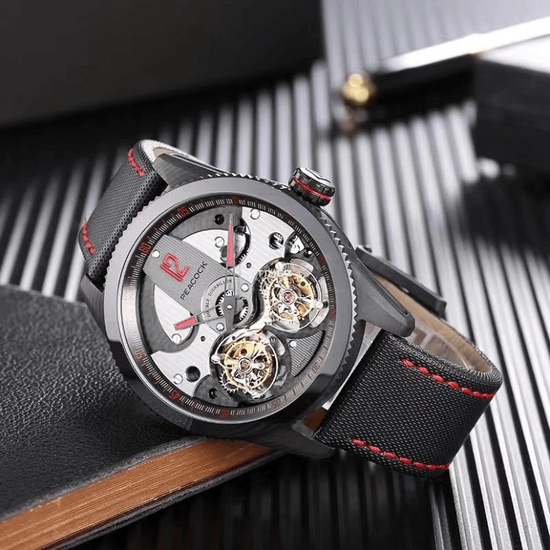 Peacock,Other 45mm,45mm,Carbon,Skeleton,Handwound,Tourbillon,Sapphire,Crystal Glass,P531,P531-4-04