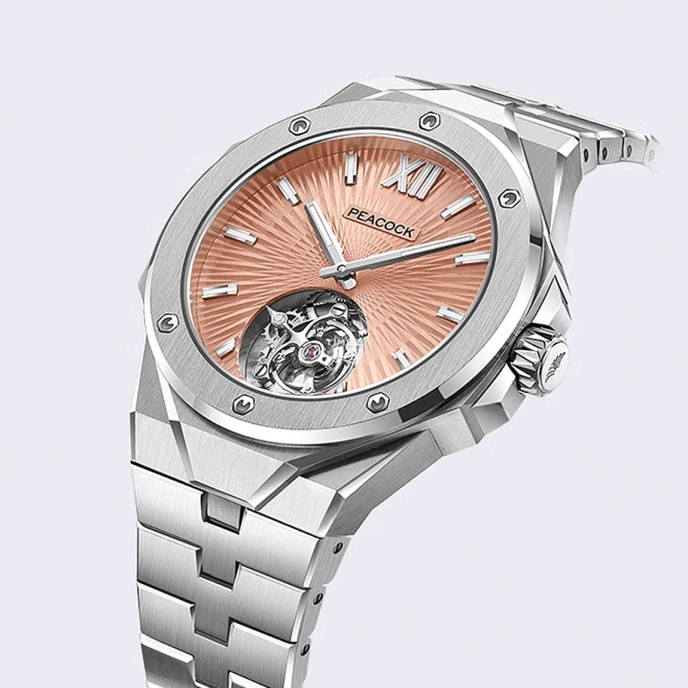 Peacock,Explore 40mm,40mm,Stainless Steel,Salmon,Handwound,Tourbillon,48hours,PCG0301,PCG0301.03