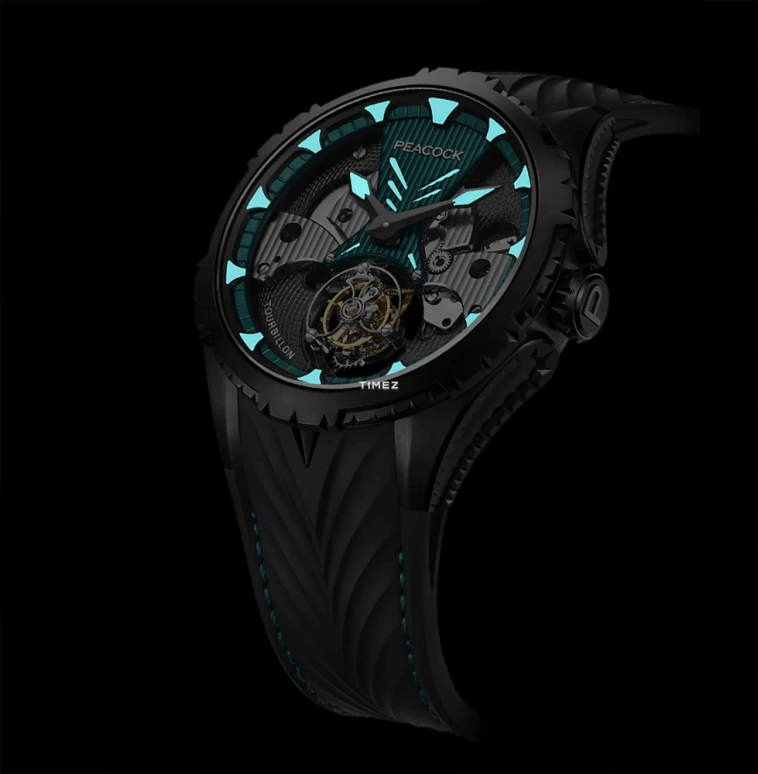 Peacock,Extraordinary 45.50mm,45.50mm,Stainless Steel,Green,Black,Handwound,Tourbillon,45hours,PAG0102,PAG0102.02