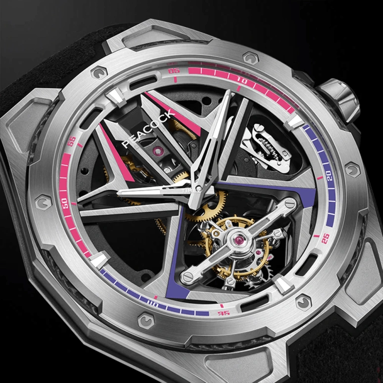 Peacock,Top Racing 45mm,45mm,Stainless Steel,Silver,Handwound,Tourbillon,45hours,PAG0103,PAG0103.01