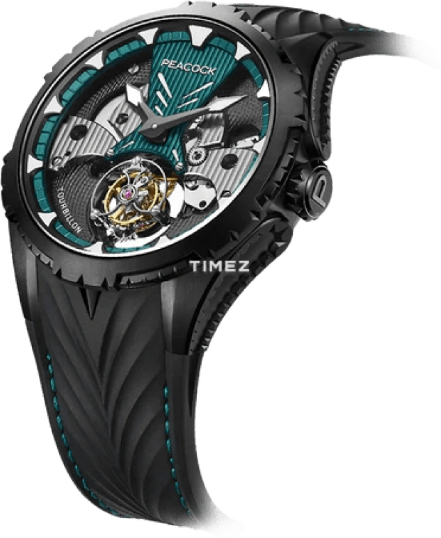 Peacock,Extraordinary 45.50mm,45.50mm,Stainless Steel,Green,Black,Handwound,Tourbillon,45hours,PAG0102,PAG0102.02