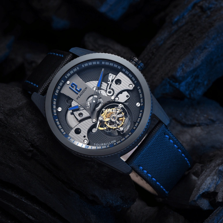 Peacock,Other 43.50mm,43.50mm,Carbon,Skeleton,Handwound,Tourbillon,Sapphire,Crystal Glass,P501,P501-4-02