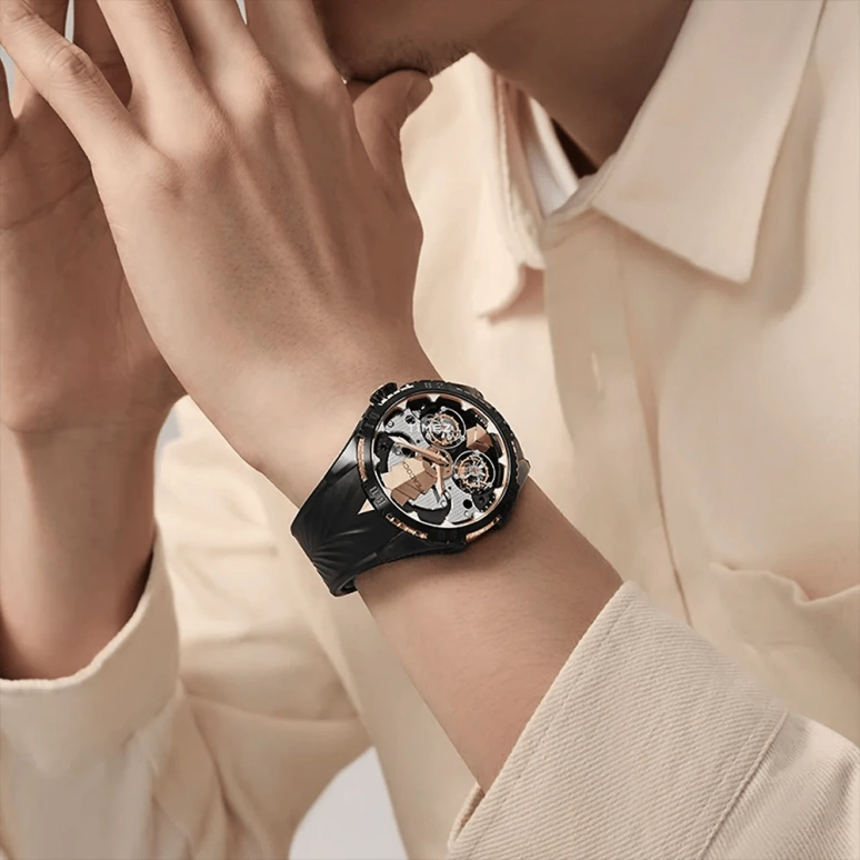 Peacock,Extraordinary 45.50mm,45.50mm,Stainless Steel,Rose Gold,Rose Gold,Grey,Handwound,Tourbillon,45hours,PAG0101