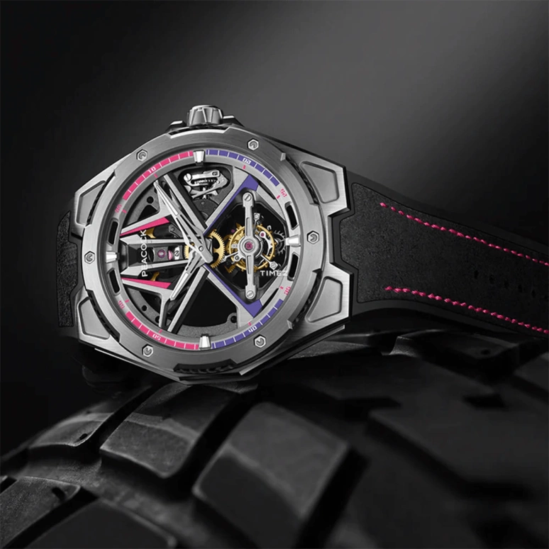 Peacock,Top Racing 45mm,45mm,Stainless Steel,Silver,Handwound,Tourbillon,45hours,PAG0103,PAG0103.01