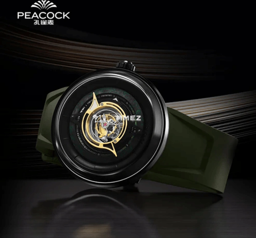 Peacock,Black Hole 46mm,46mm,Stainless Steel,Black,Green,Handwound,Tourbillon,120hours,PBG0101,PBG0101.01