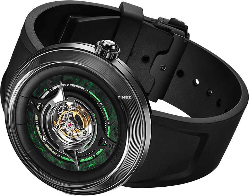 Peacock,Black Hole 46mm,46mm,Stainless Steel,Green,Black,Handwound,Tourbillon,120hours,PBG0101,PBG0101.03