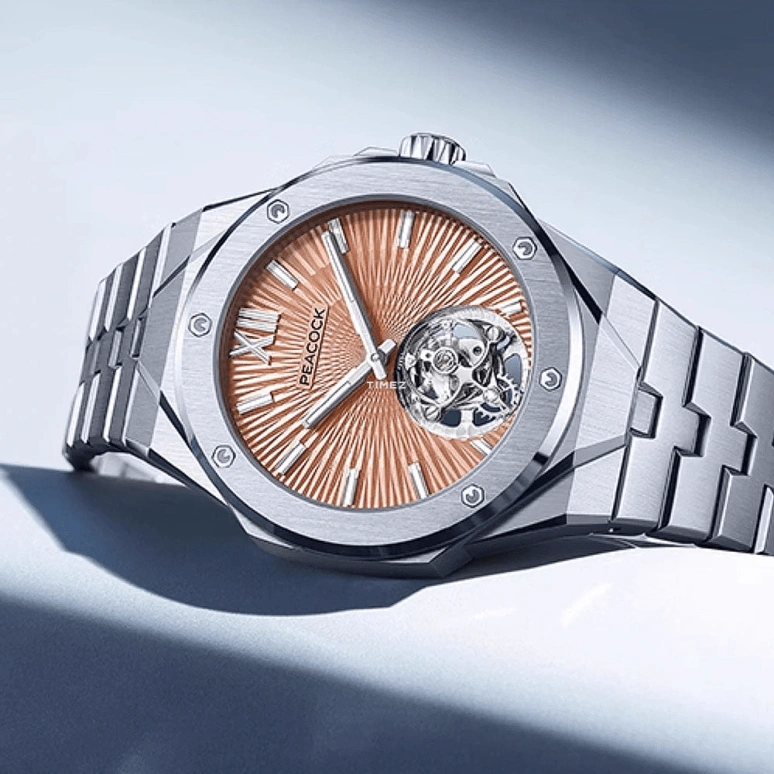 Peacock,Explore 40mm,40mm,Stainless Steel,Salmon,Handwound,Tourbillon,48hours,PCG0301,PCG0301.03