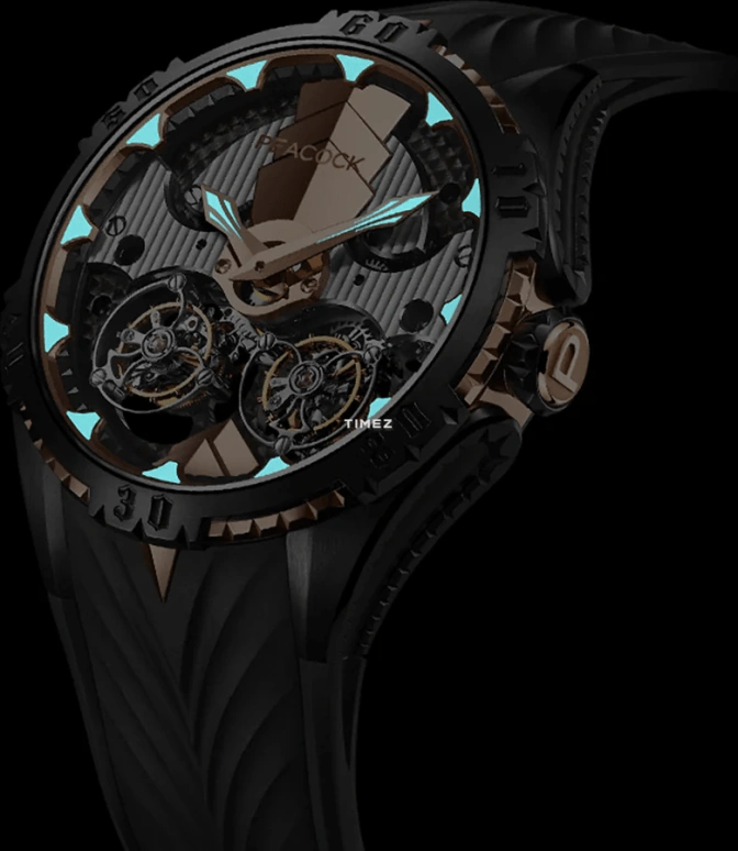 Peacock,Extraordinary 45.50mm,45.50mm,Stainless Steel,Rose Gold,Rose Gold,Grey,Handwound,Tourbillon,45hours,PAG0101