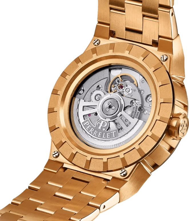 Perrelet,Turbine 44.50mm,44.50mm,Stainless Steel,Black,Rose Gold,Automatic,42hours,In-house Caliber,A4064,A4064/1