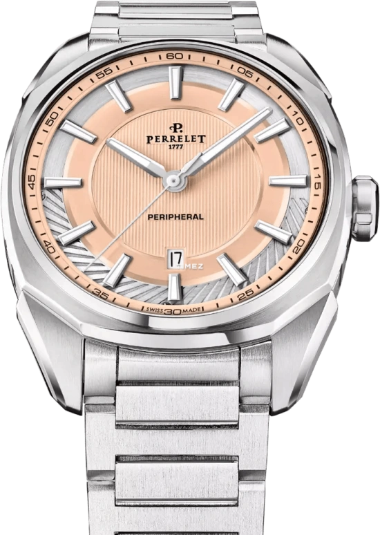Perrelet,Lab Peripheral 42mm,42mm,Stainless Steel,Salmon,Automatic,Day,42hours,A1100,A1100/E