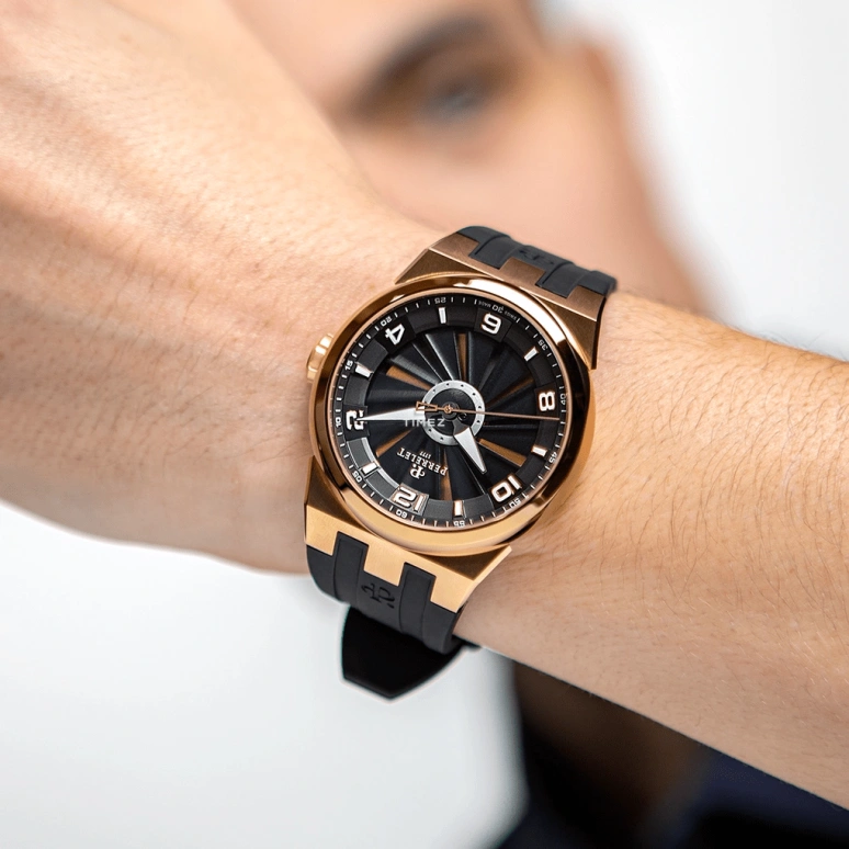 Perrelet,Turbine 44.50mm,44.50mm,Stainless Steel,Black,Rose Gold,Automatic,42hours,In-house Caliber,A4064,A4064/AA