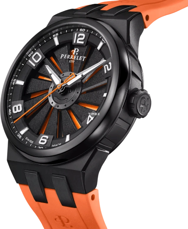 Perrelet,Turbine 41mm,41mm,Titanium,Orange,Black,Automatic,42hours,In-house Caliber,A4067,A4067/3