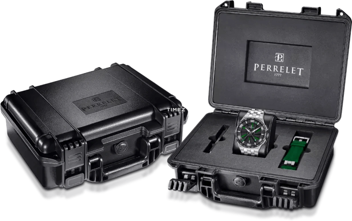 Perrelet,Turbine 41mm,41mm,Titanium,Black,Green,Automatic,Chronograph,Day,A4072,A4072/2
