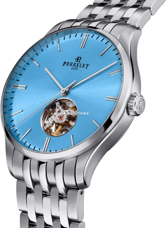 Perrelet,Weekend 39mm,39mm,Stainless Steel,Ice Blue,Automatic,42hours,In-house Caliber,A1302,A1302/9