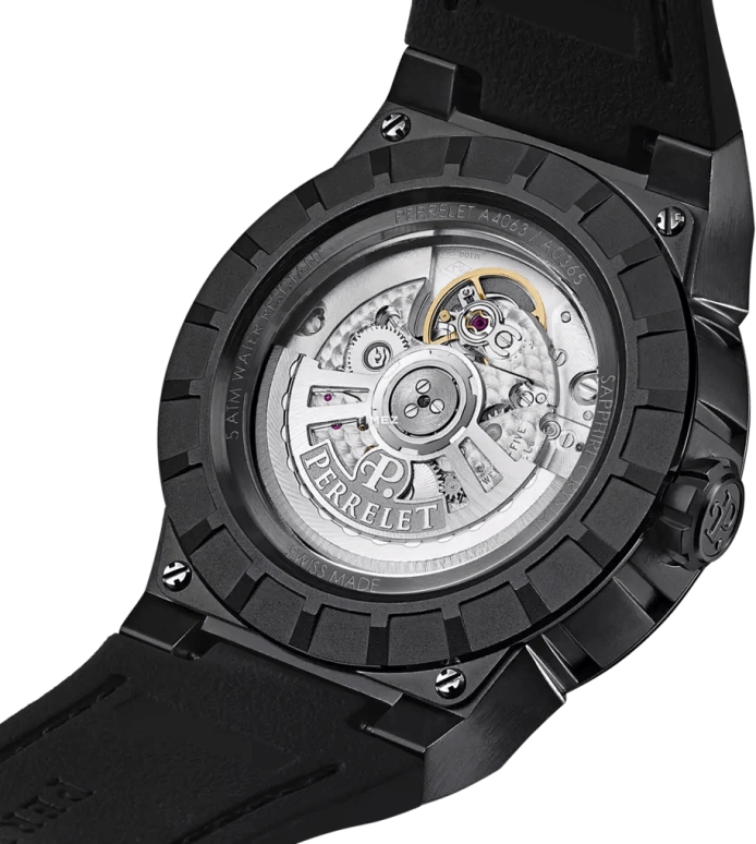 Perrelet,Turbine 44.50mm,44.50mm,Stainless Steel,Black,Green,Automatic,42hours,In-house Caliber,A4063,A4063/C