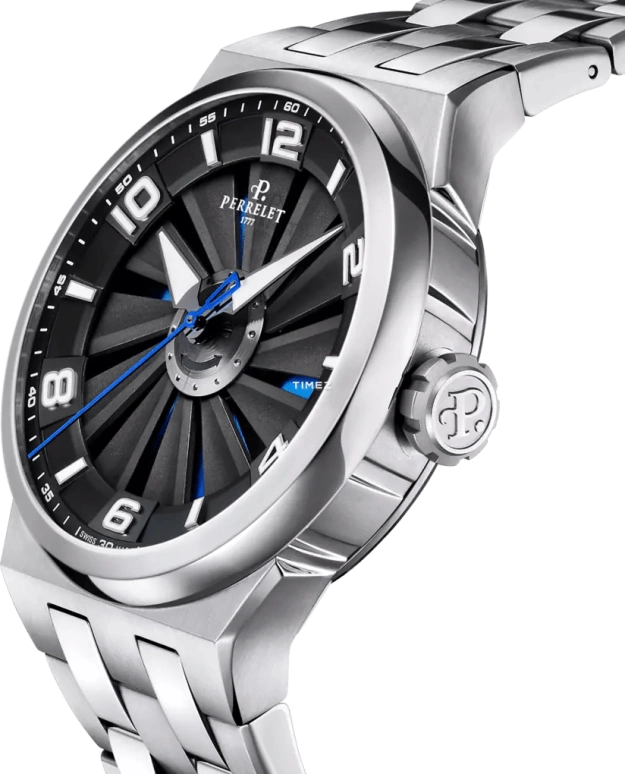 Perrelet,Turbine 44.50mm,44.50mm,Stainless Steel,Blue,Black,Automatic,42hours,In-house Caliber,A4062,A4062/2
