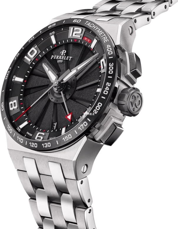Perrelet,Turbine 41mm,41mm,Titanium,Grey,Black,Automatic,Chronograph,Day,A4072,A4072/3