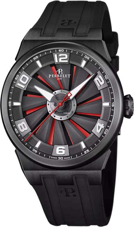 Perrelet,Turbine 44.50mm,44.50mm,Stainless Steel,Black,Red,Automatic,42hours,In-house Caliber,A4063,A4063/AA