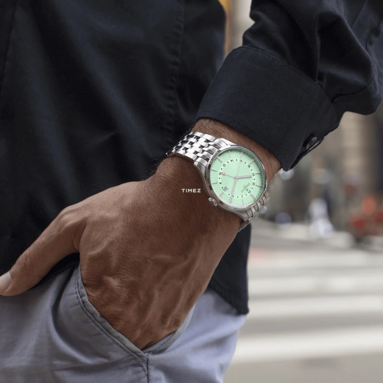 Perrelet,Weekend 39mm,39mm,Stainless Steel,Ice Blue,Automatic,Day,Dule Time,GMT,A1304,A1304/D
