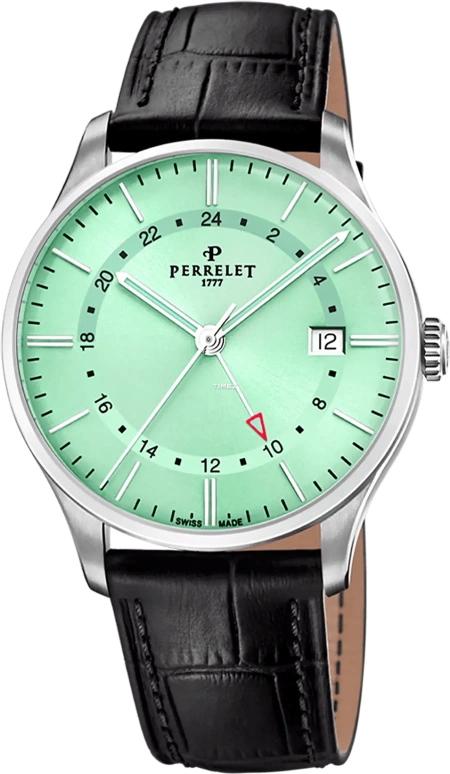Perrelet,Weekend 39mm,39mm,Stainless Steel,Green,Automatic,Day,Dule Time,GMT,A1304,A1304/C