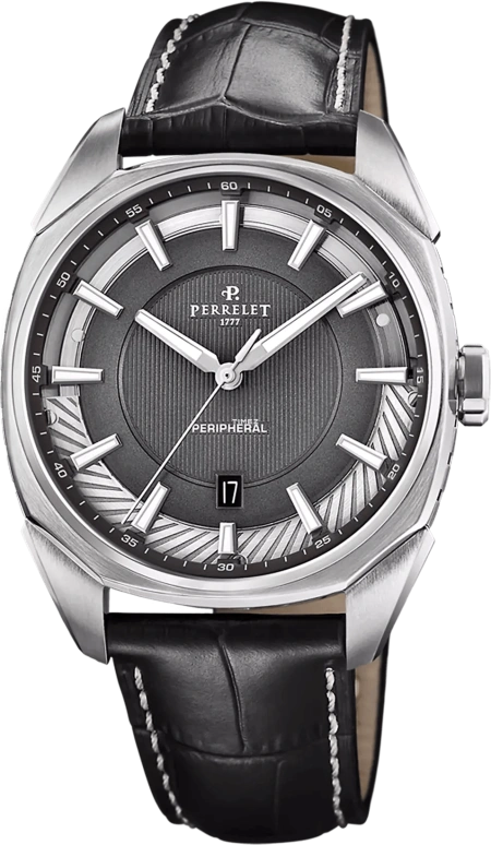 Perrelet,Time Road 42mm,42mm,Stainless Steel,Silver,Black,Automatic,Day,42hours,A1100,A1100/2