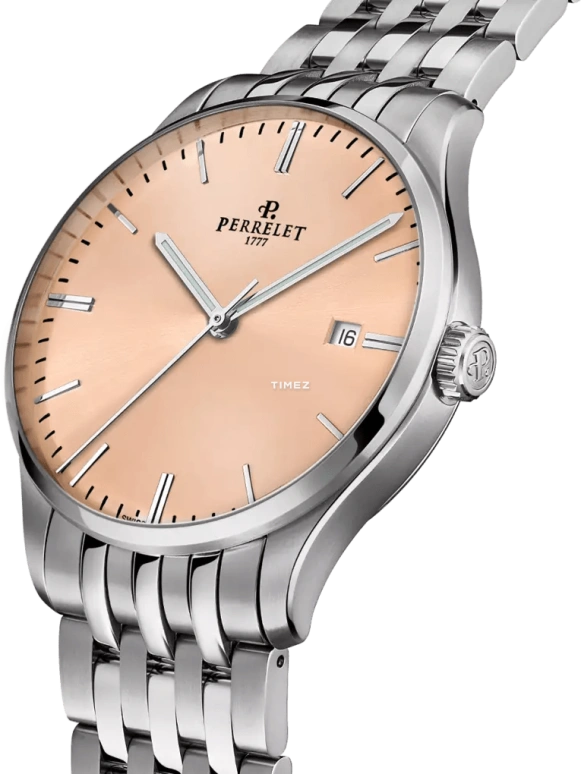 Perrelet,Weekend 39mm,39mm,Stainless Steel,Salmon,Automatic,Day,42hours,A1300,A1300/F
