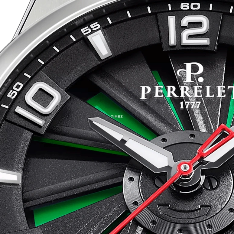 Perrelet,Turbine 41mm,41mm,Titanium,Black,Green,Automatic,42hours,In-house Caliber,A4066,A4066/3