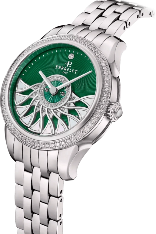 Perrelet,Cleopatra 36.50mm,36.50mm,Titanium,Green,Automatic,42hours,In-house Caliber,A2072,A2072/4