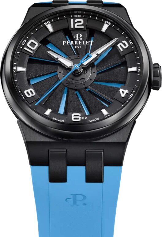 Perrelet,Turbine 41mm,41mm,Titanium,Ice Blue,Black,Automatic,42hours,In-house Caliber,A4067,A4067/7