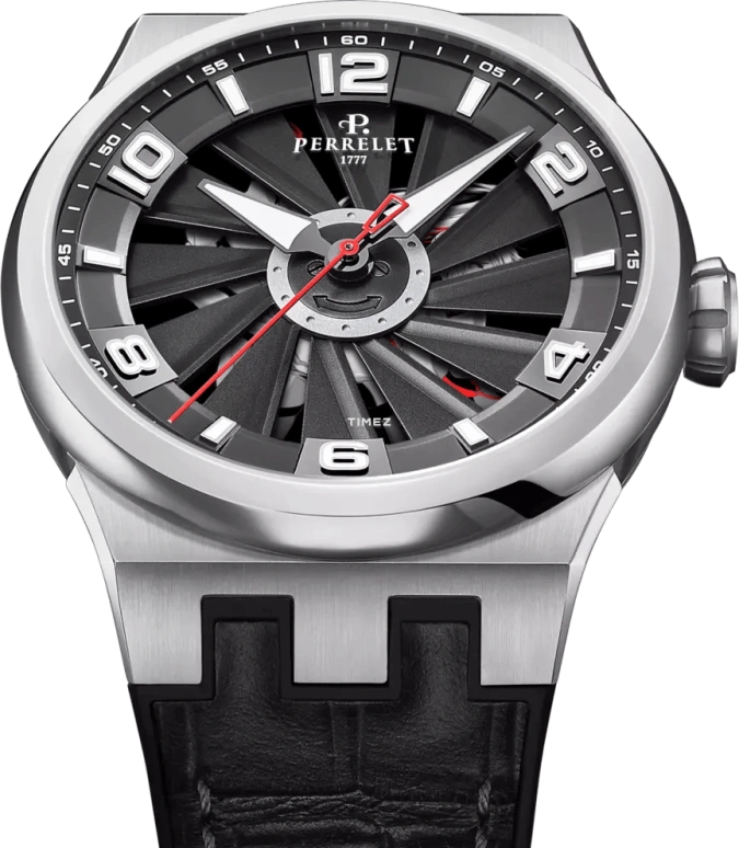 Perrelet,Turbine 44.50mm,44.50mm,Stainless Steel,Black,Automatic,42hours,In-house Caliber,A4062,A4062/S3
