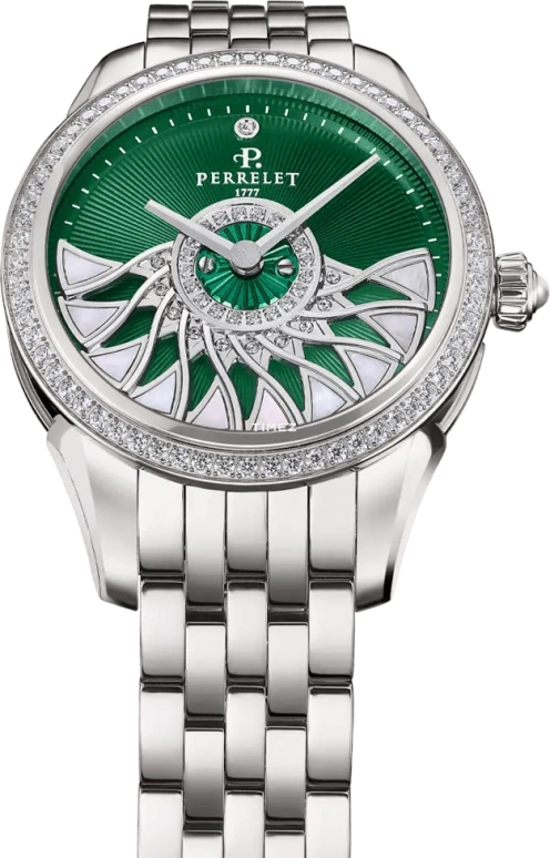 Perrelet,Cleopatra 36.50mm,36.50mm,Titanium,Green,Automatic,42hours,In-house Caliber,A2072,A2072/4