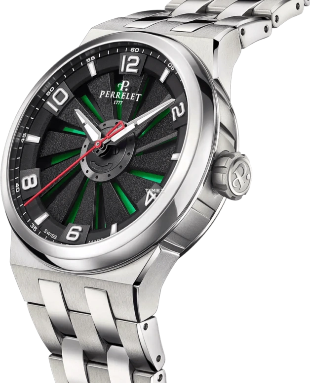 Perrelet,Turbine 41mm,41mm,Titanium,Black,Green,Automatic,42hours,In-house Caliber,A4066,A4066/3