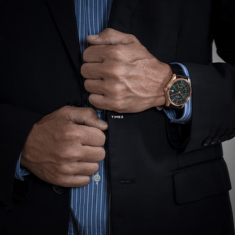 Perrelet,Weekend 39mm,39mm,Stainless Steel,Green,Automatic,Day,Dule Time,GMT,A1305,A1305/3