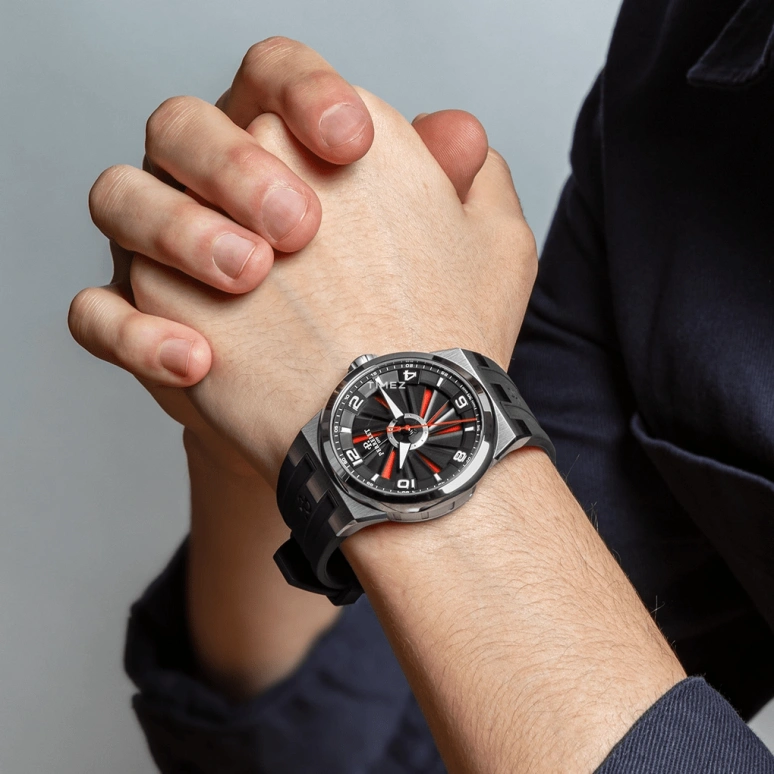 Perrelet,Turbine 44.50mm,44.50mm,Stainless Steel,Black,Red,Automatic,42hours,In-house Caliber,A4062,A4062/AA