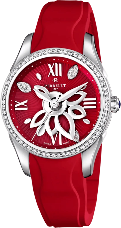 Perrelet,Time Road 36.80mm,36.80mm,Stainless Steel,Red,Automatic,Sapphire,Crystal Glass,Round,A2066,A2066/C