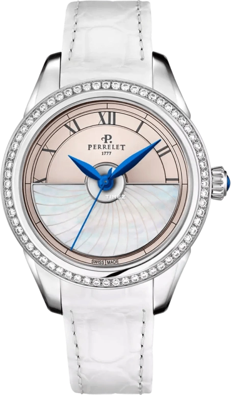 Perrelet,Diamond Flower 36.50mm,36.50mm,Stainless Steel,White,Pink,Automatic,42hours,In-house Caliber,A2066,A2066/5
