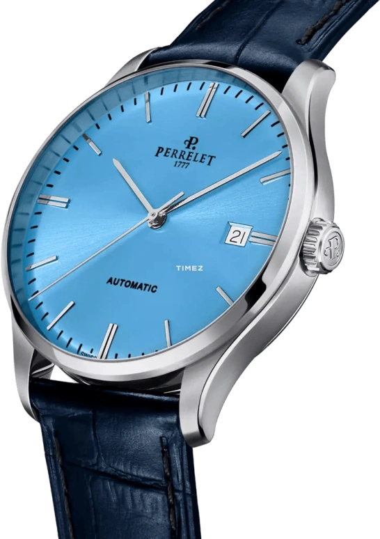 Perrelet,Weekend 39mm,39mm,Stainless Steel,Ice Blue,Automatic,Day,42hours,A1300,A1300/C