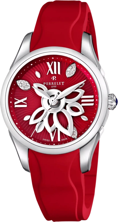 Perrelet,Time Road 36.80mm,36.80mm,Stainless Steel,Red,Automatic,Sapphire,Crystal Glass,Round,A2065,A2065/C