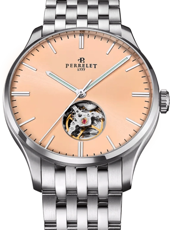 Perrelet,Weekend 39mm,39mm,Stainless Steel,Salmon,Automatic,42hours,In-house Caliber,A1302,A1302/D