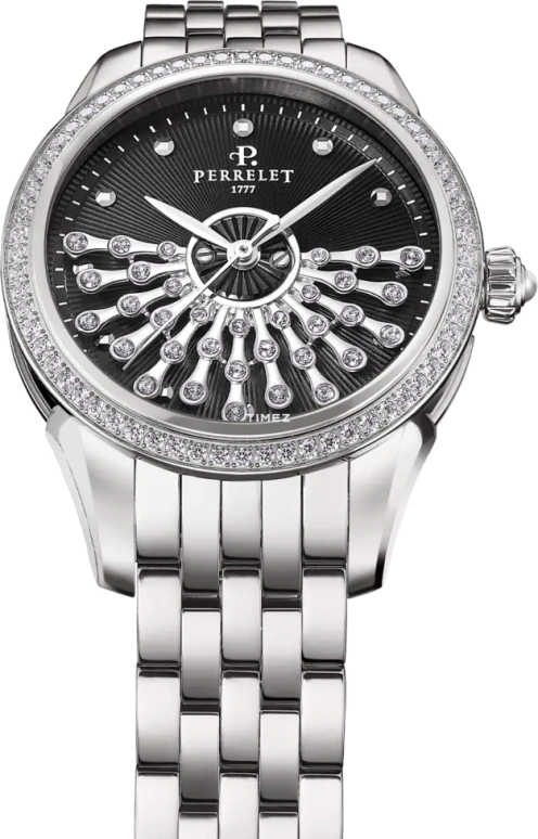 Perrelet,Joséphine 36.50mm,36.50mm,Titanium,Black,Automatic,42hours,In-house Caliber,A2072,A2072/E