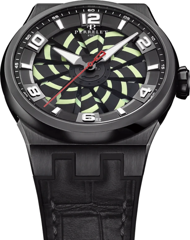 Perrelet,Turbine 44.50mm,44.50mm,Stainless Steel,Black,Green,Automatic,42hours,In-house Caliber,A4063,A4063/C