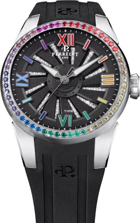 Perrelet,Turbine 37mm,37mm,Stainless Steel,Black,Automatic,42hours,In-house Caliber,A4069,A4069/8
