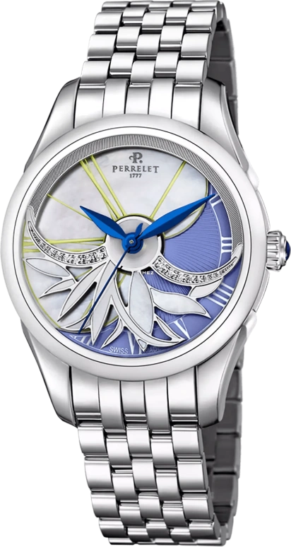 Perrelet,Diamond Flower 36.80mm,36.80mm,Stainless Steel,White,Purple,Automatic,42hours,In-house Caliber,A2065,A2065/11